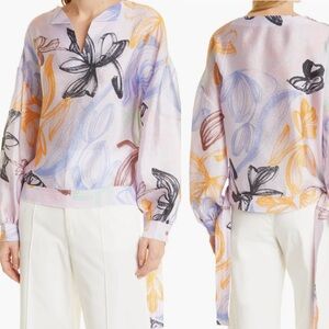 STINE GOYA Emmylou Floral Trapunto Hem Top Watercolor Size Medium Spring